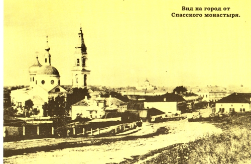 Вид на Владимирскую церковь с северо-запада от Спасского монастыря. (Фотооткрытка начала ХХ века)