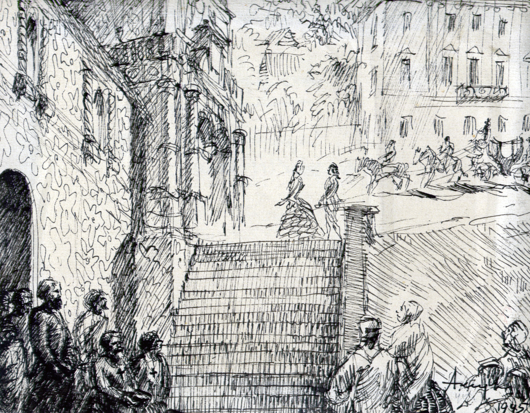 У Строгановской церкви, XVIII век