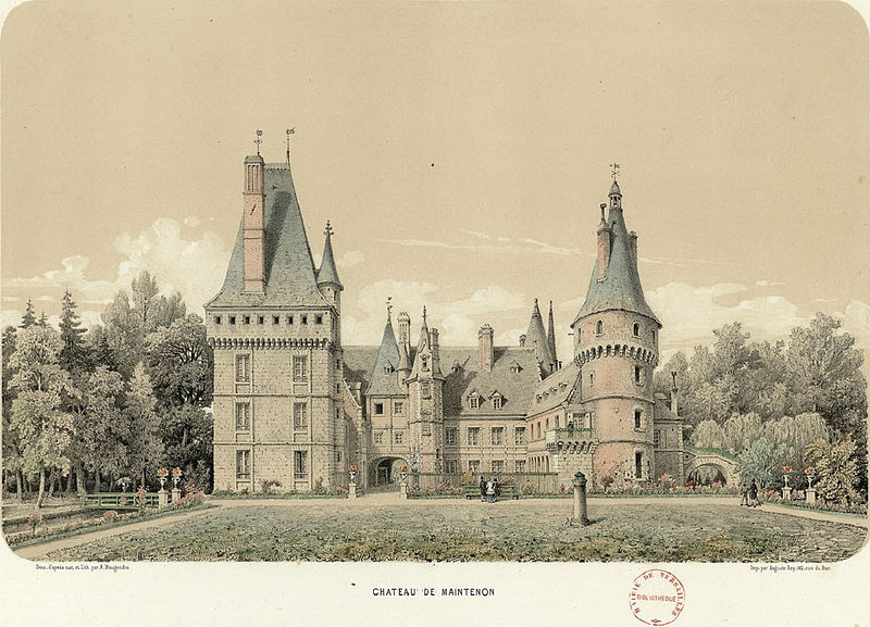 Шато де Ментенон. Литография Adolphe Maugendre XIX век