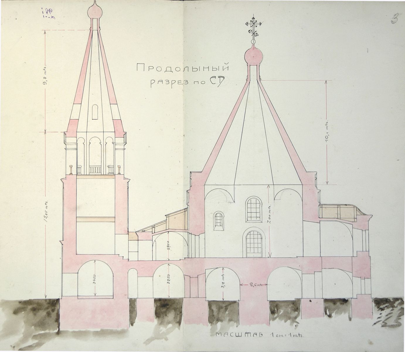 Фиксационные чертежи бывшего Покровского монастыря в Балахне, 1925 г. (ЦАНО).