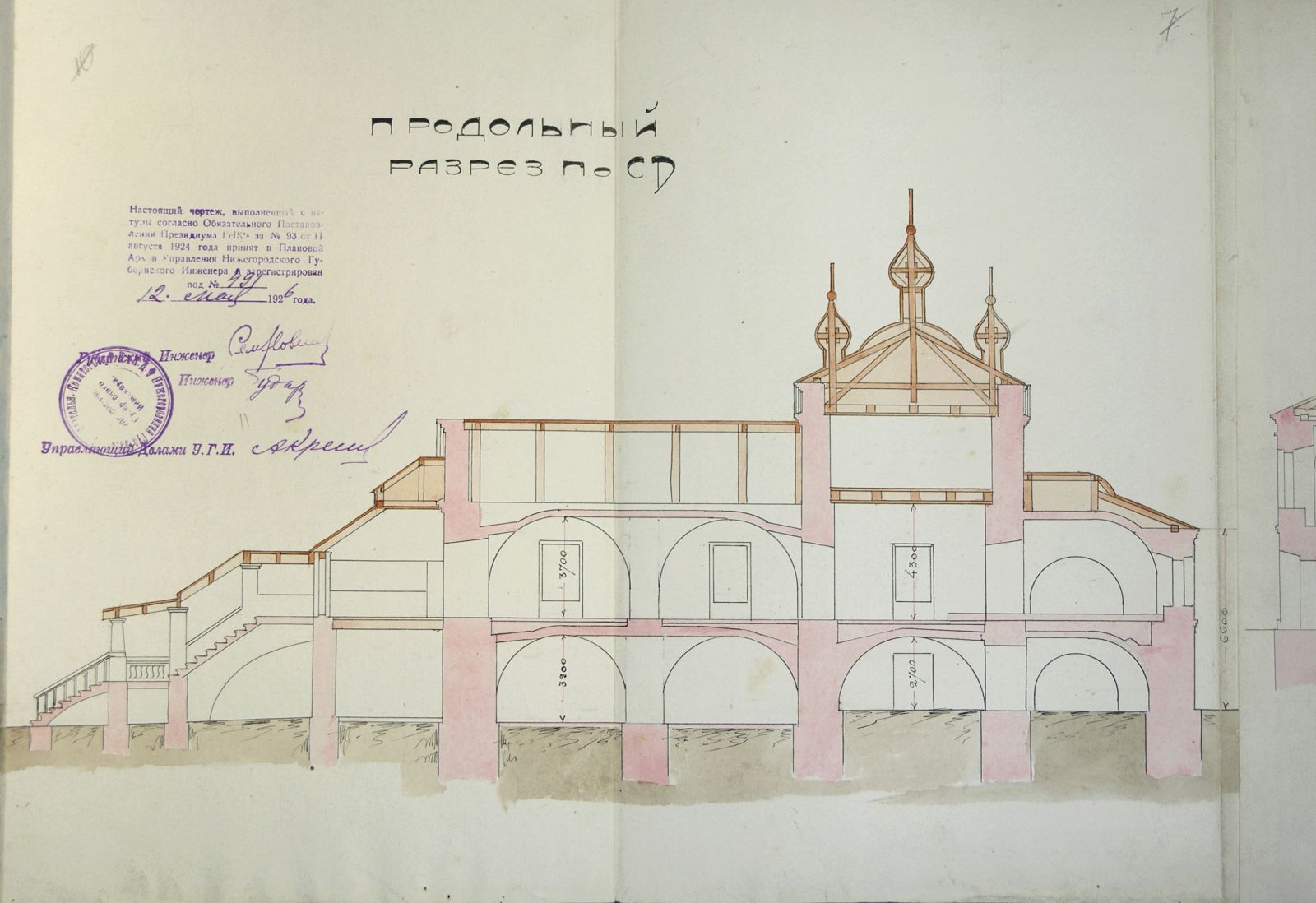 Фиксационные чертежи бывшего Покровского монастыря в Балахне, 1925 г. (ЦАНО).