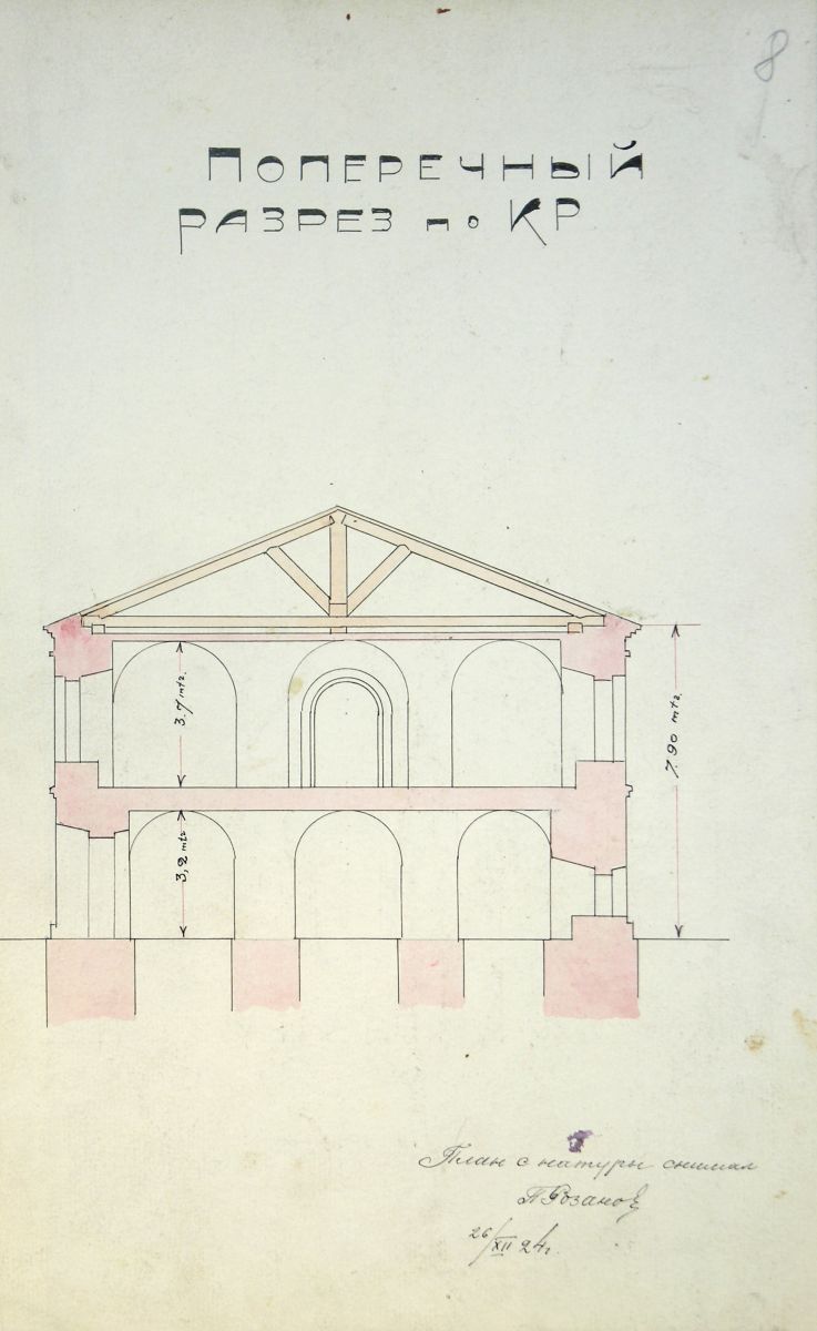 Фиксационные чертежи бывшего Покровского монастыря в Балахне, 1925 г. (ЦАНО).