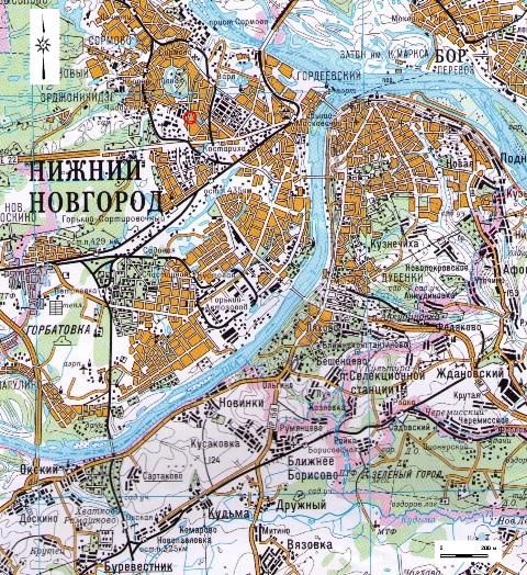 Карта г. Нижнего Новгорода (2006 г.) с указанием местоположения участка обследования