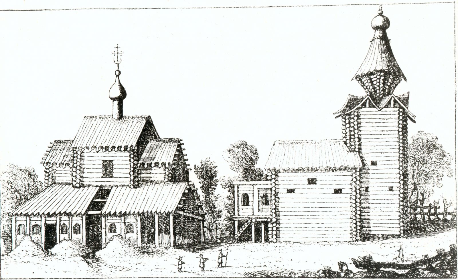 Погост Романов. Рисунок из книги А. Хутеериса, 1615 г.